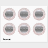 Witte Roze Glitter & Zilveren Elegante Huwelijksgu Ronde Sticker (Vel)