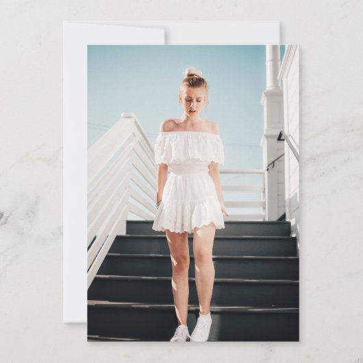 Witte & Roze Golvende Curve Moderne 30e Verjaardag Kaart (Achterkant)