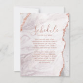 Witte & Roze Gouden Agate Huwelijksprogramma kaart (Voorkant)