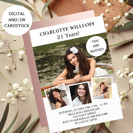 Witte roze gouden fotocollage kaart