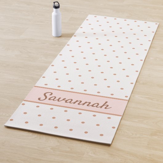 Witte roze gouden gestippelde patroon monogram yogamat (In situ)