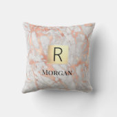 Witte & Roze Gouden Marmer Gouden Doos, Naam & Mon Kussen (Achterkant)