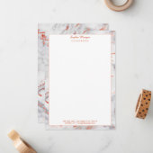 Witte & Roze Gouden Marmeren Rand, Naam Info Notitiekaartje (Voorkant / Achterkant in situ)