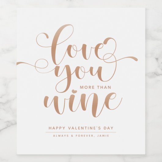 Witte roze goudliefde meer dan wijn Valentijn Wijn Etiket (Enkel label)