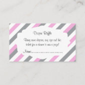 Witte, roze & grijze streep olifanten luier Raffle Informatiekaartje (Achterkant)