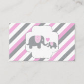 Witte, roze & grijze streep olifanten luier Raffle Informatiekaartje (Voorkant)