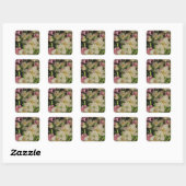 Witte roze groene en gele florale Sticker (Vel)