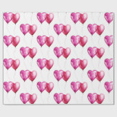 Witte Roze Hart Ballonnen Verjaardag Cadeaupapier (Vlak)