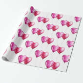 Witte Roze Hart Ballonnen Verjaardag Cadeaupapier (Uitgerold)