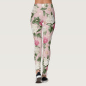 Witte roze Hydrangea floral naadloos patroon Leggings (Achterkant)