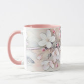  witte roze kersen bloesem tekening minimaal mok (Links)