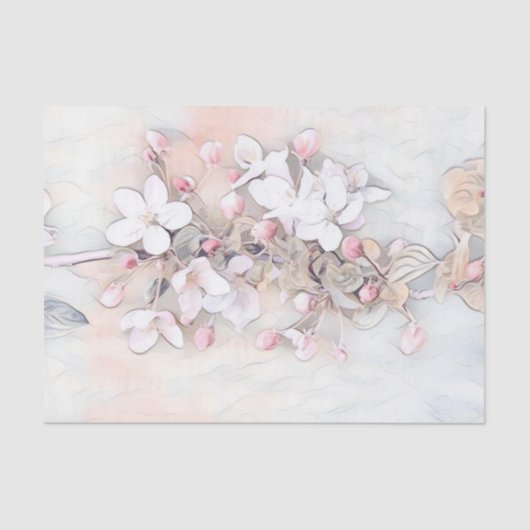 witte roze kersen bloesem tekening minimaal tissuepapier (Voorkant)