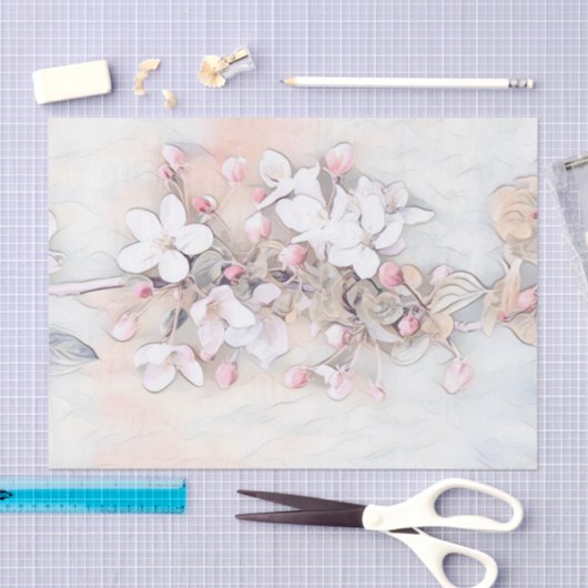  witte roze kersen bloesem tekening minimaal tissuepapier (Craft)