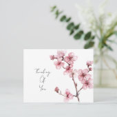 Witte Roze Kersenbloesem Bloem Briefkaart (Staand voorkant)