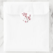 Witte Roze Kersenbloesem Bloem Hart Sticker (Tas)