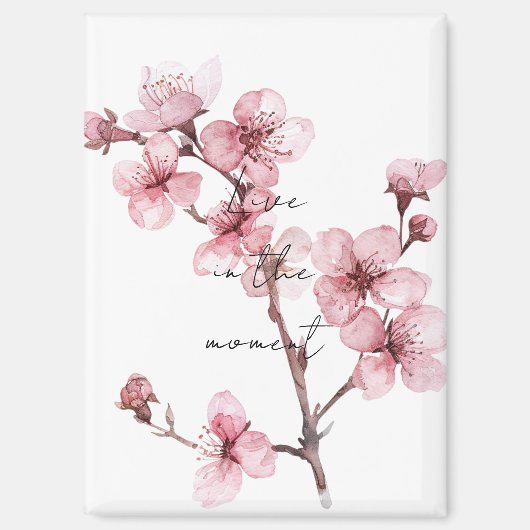 Witte Roze Kersenbloesem Bloem Magneet (Voorkant)