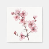 Witte Roze Kersenbloesem Bloem Servet (Voorkant)