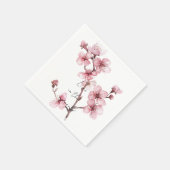 Witte Roze Kersenbloesem Bloem Servet (Hoek)