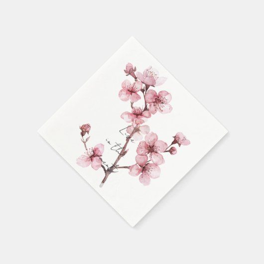 Witte Roze Kersenbloesem Bloem Servet (Hoek)