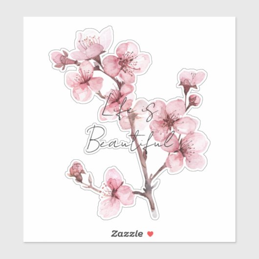 Witte Roze Kersenbloesem Bloem Sticker (Vel)