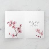 Witte Roze Kersenbloesem Bloesem Denken aan jou Kaart (Binnen)