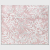 Witte roze kerstfeestdag Snowflake Joy Cadeaupapier (Vlak)
