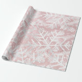 Witte roze kerstfeestdag Snowflake Joy Cadeaupapier (Uitgerold)