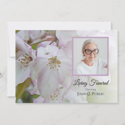 Witte roze krab appelbloemen levend begrafenisfees kaart (Voorkant)