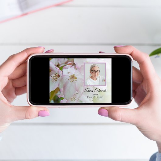 Witte roze krab appelbloemen levend begrafenisfees kaart