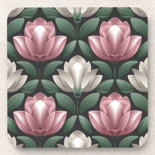 Witte Roze Magnolias Onderzetter Set (Voorkant)