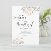 Witte Roze Magnolia's Vlinder Script Trouwdag Kaart (Staand voorkant)