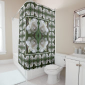 Witte roze met Abstracte regendruppels Douchegordijn (In situ)