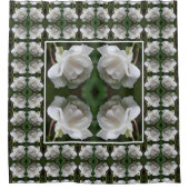 Witte roze met Abstracte regendruppels Douchegordijn (Voorkant)