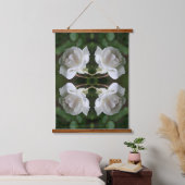 Witte roze met Abstracte regendruppels Hangend Wandkleed (Slaapkamer)