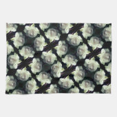 Witte roze met regendruppelpatroon theedoek (Horizontaal)
