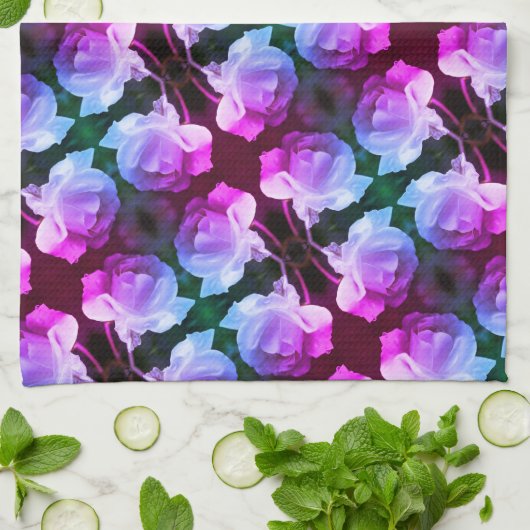 Witte roze met regendruppels Abstracte Florence Theedoek (Gevouwen)