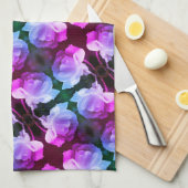 Witte roze met regendruppels Abstracte Florence Theedoek (Quarter Fold)