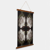 Witte roze met regendruppels Abstracte Vintage Hangend Wandkleed (Gebogen)