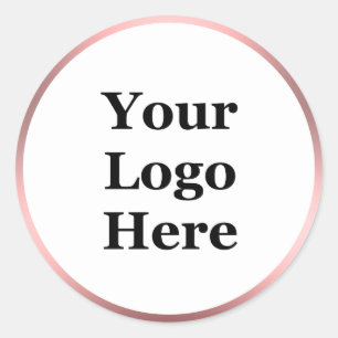 Witte roze metalen Bekijk hier uw Logo Ronde Sticker