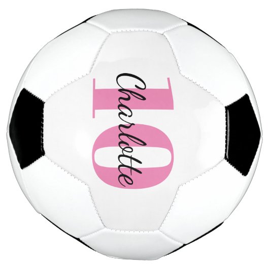 Witte roze monogram initiaal voetbal (Gedraaid)