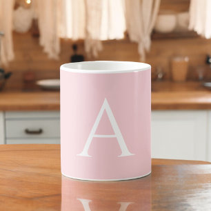 Witte Roze Naam Initiaal Elegante Script Koffiemok