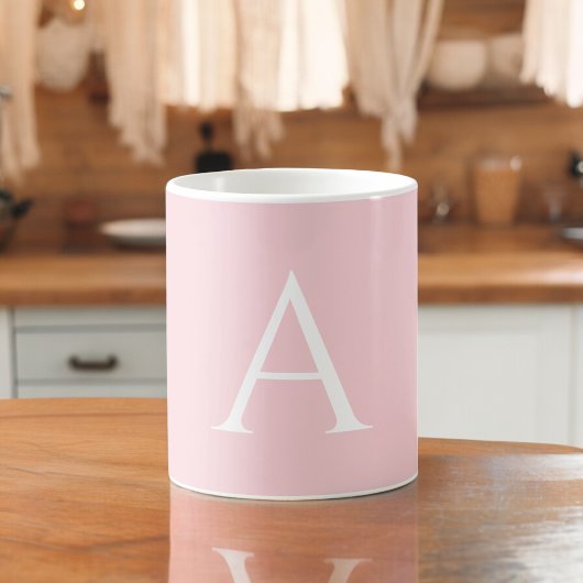 Witte Roze Naam Initiaal Elegante Script Koffiemok