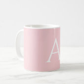 Witte Roze Naam Initiaal Elegante Script Koffiemok (Voorkant links)