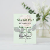 Witte roze opslaan Datum Aankondigingskaart (Staand voorkant)