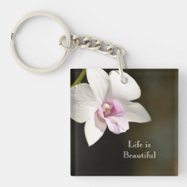 Witte Roze Orchidee Bloem Kauai, Hawaï Sleutelhanger
