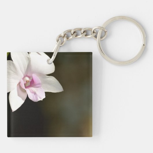 Witte Roze Orchidee Bloem Kauai, Hawaï Sleutelhanger (Achterkant)