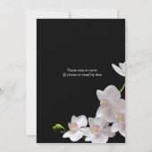 Witte roze orchideeën op zwarte bruiloft/hulpdiens kaart (Achterkant)