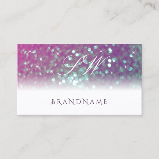 Witte Roze Paarse Blauwgroen Mousserende Glitter I Visitekaartje (Voorkant)