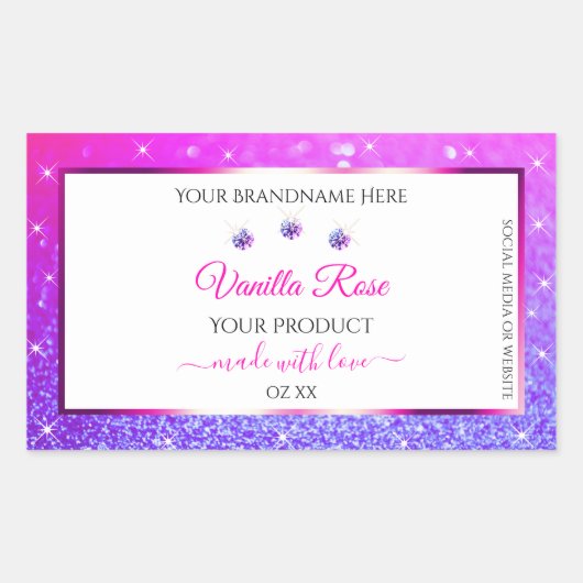 Witte roze Paarse glitter Product Etiketten juwele (Voorkant)