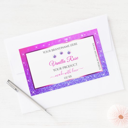 Witte roze Paarse glitter Product Etiketten juwele (Envelop)